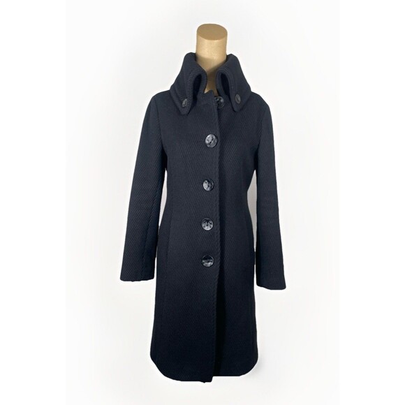 Soia & Kyo Merino Wool Blend Black Button up Collared Overcoat Women’s XS - Picture 1 of 10